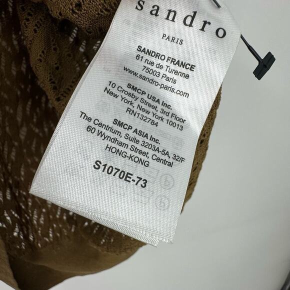 Sandro Sepia Cold-Shoulder Knit Jumper Sweater Long Sleeve Size 3/US 8 NWT - Picture 7 of 10